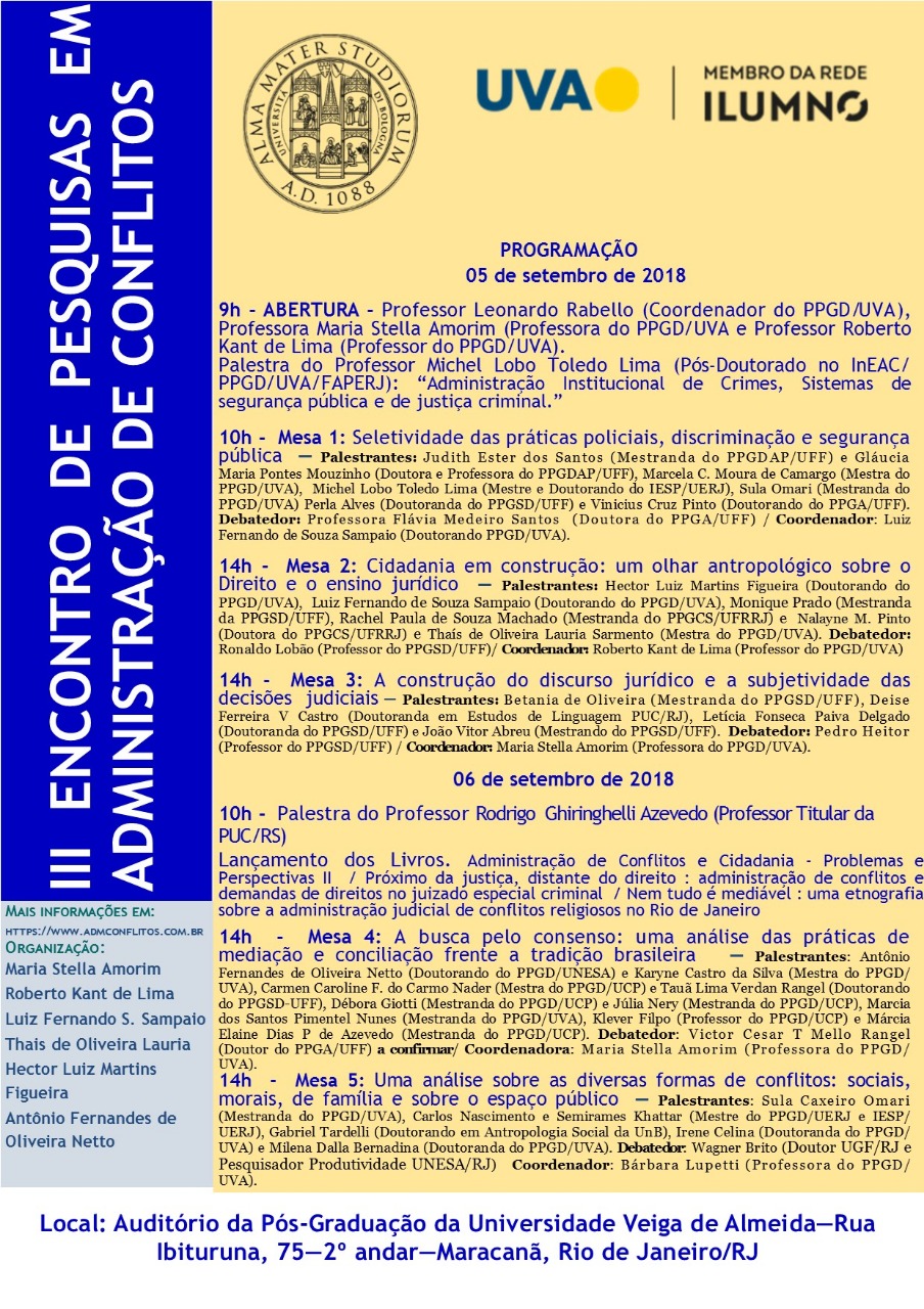 programação atualizada –  III ENCONTRO DE PESQUISAS EM ADMINISTRAÇÃO DE CONFLITOS UVA/INEAC