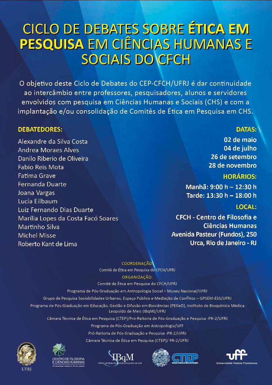 Ciclo de debates sobre ética em pesquisa em ciências humanas e sociais do CFCH