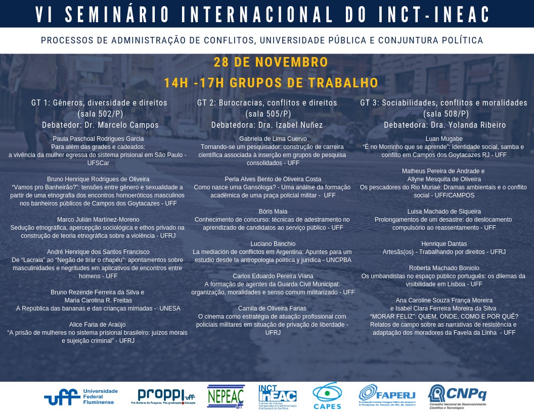Programação completa do VI Seminário Internacional do  INCT-InEAC