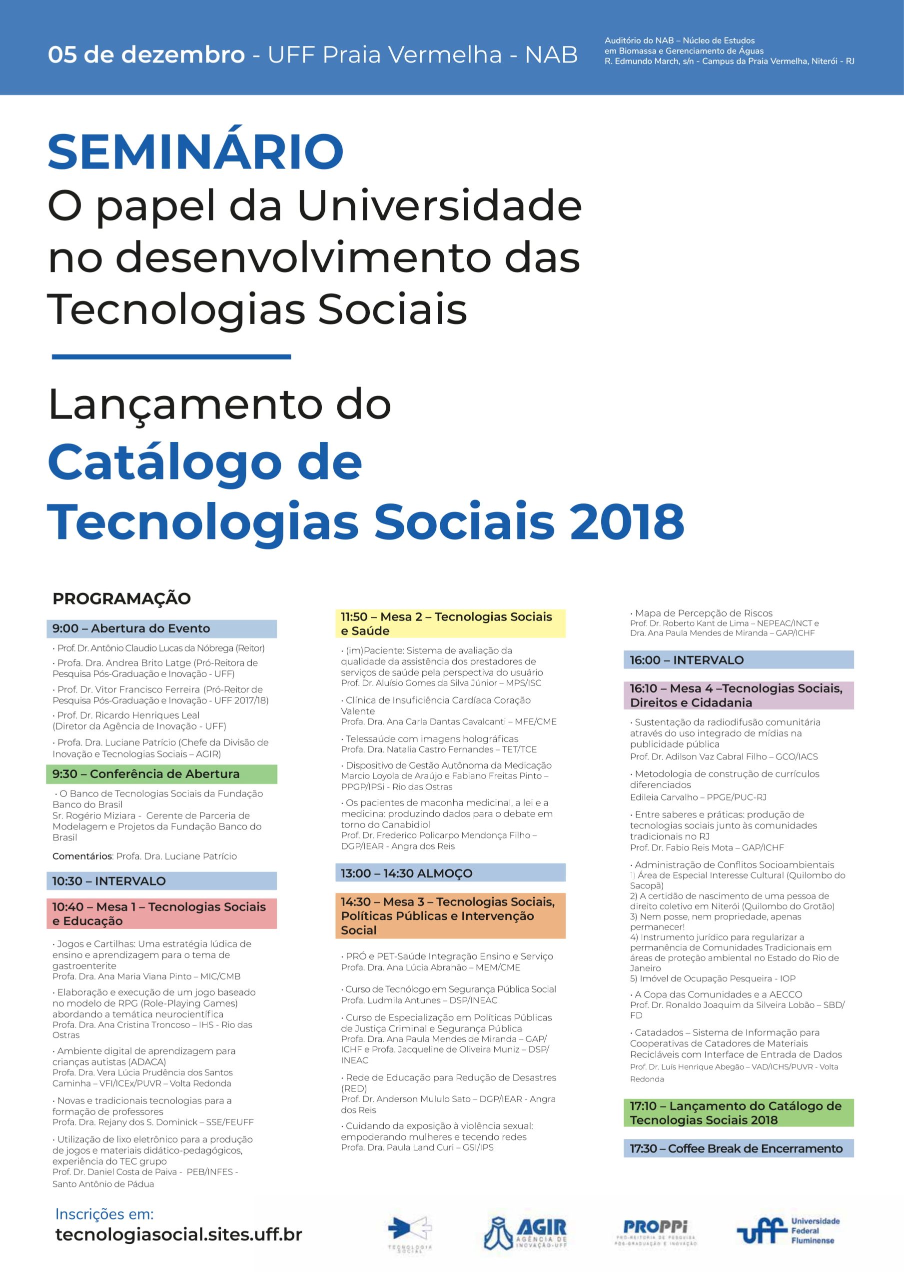 SEMINÁRIO O papel da Universidade no desenvolvimento das Tecnologias Sociais