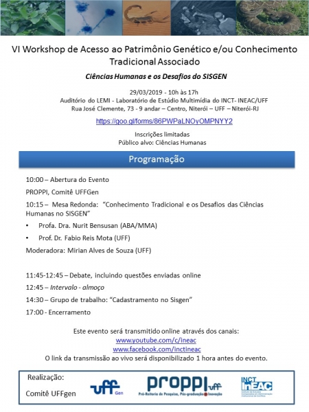 UFFGEN realiza no LEMI “VI Workshop de Acesso ao Patrimônio Genético e/ou Conhecimento Tradicional Associado”