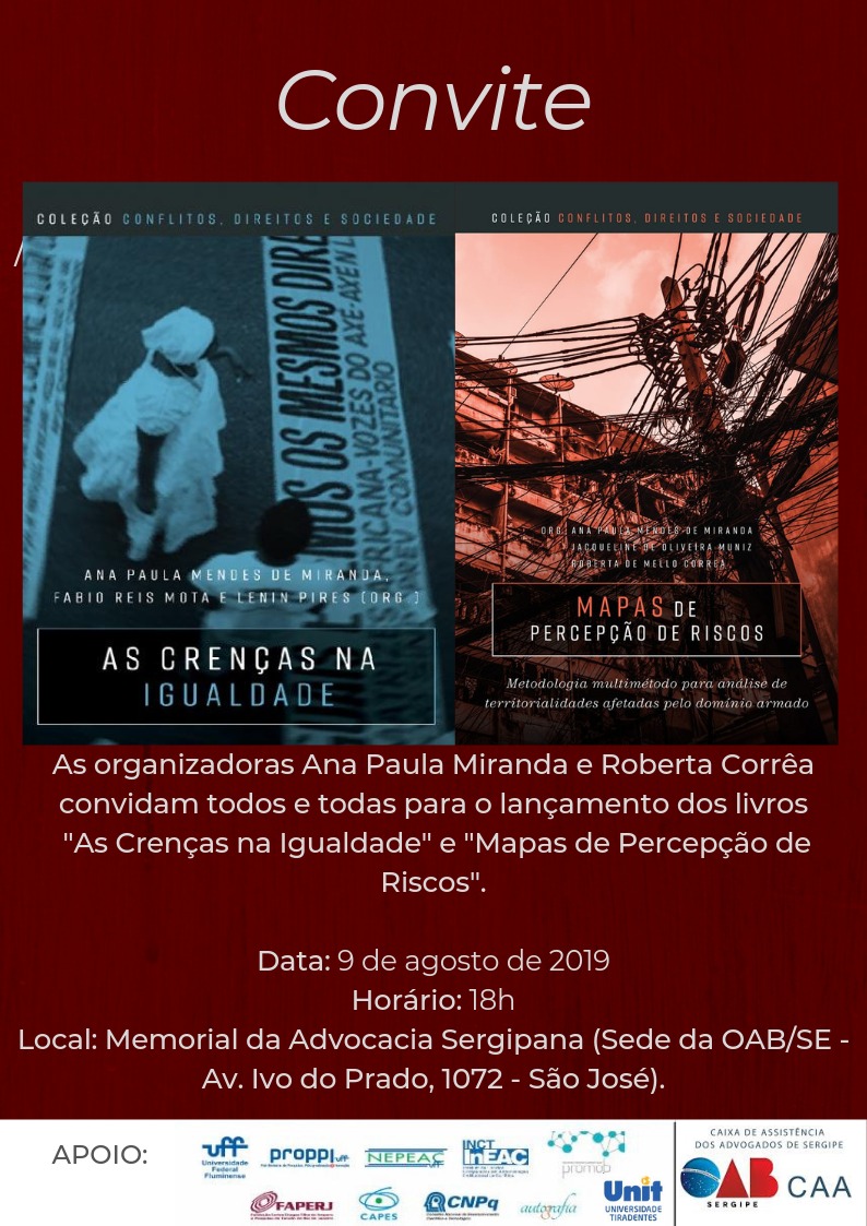 LANÇAMENTO DE LIVROS: AS CRENÇAS NA IGUALDADE E MAPAS DE PERCEPÇÃO DE RISCOS