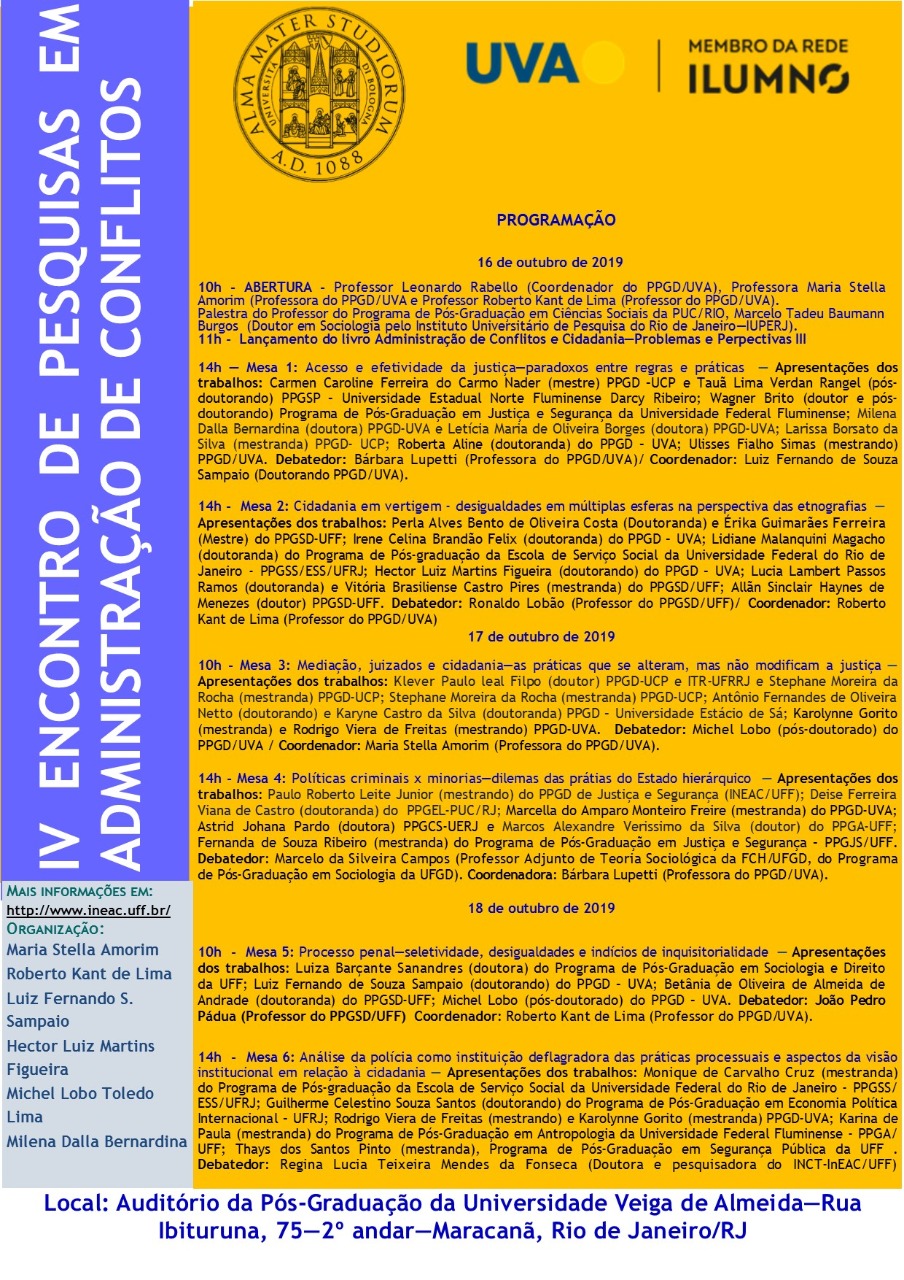 IV ENCONTRO DE PESQUISA EM ADMINISTRAÇÃO DE CONFLITOS DA UNIVERSIDADE VEIGA DE ALMEIDA