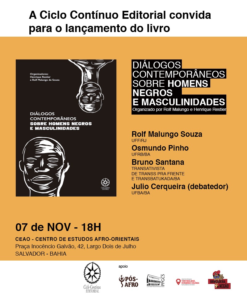 Diálogos contemporâneos sobre homens negros e masculinidades tem lançamento na Bahia
