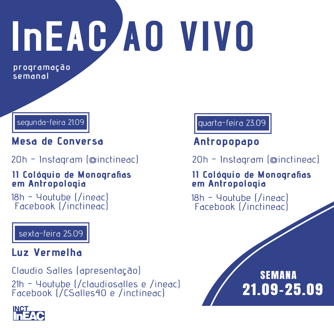 InEAC AO VIVO: Programação da semana 21.09 – 25.09