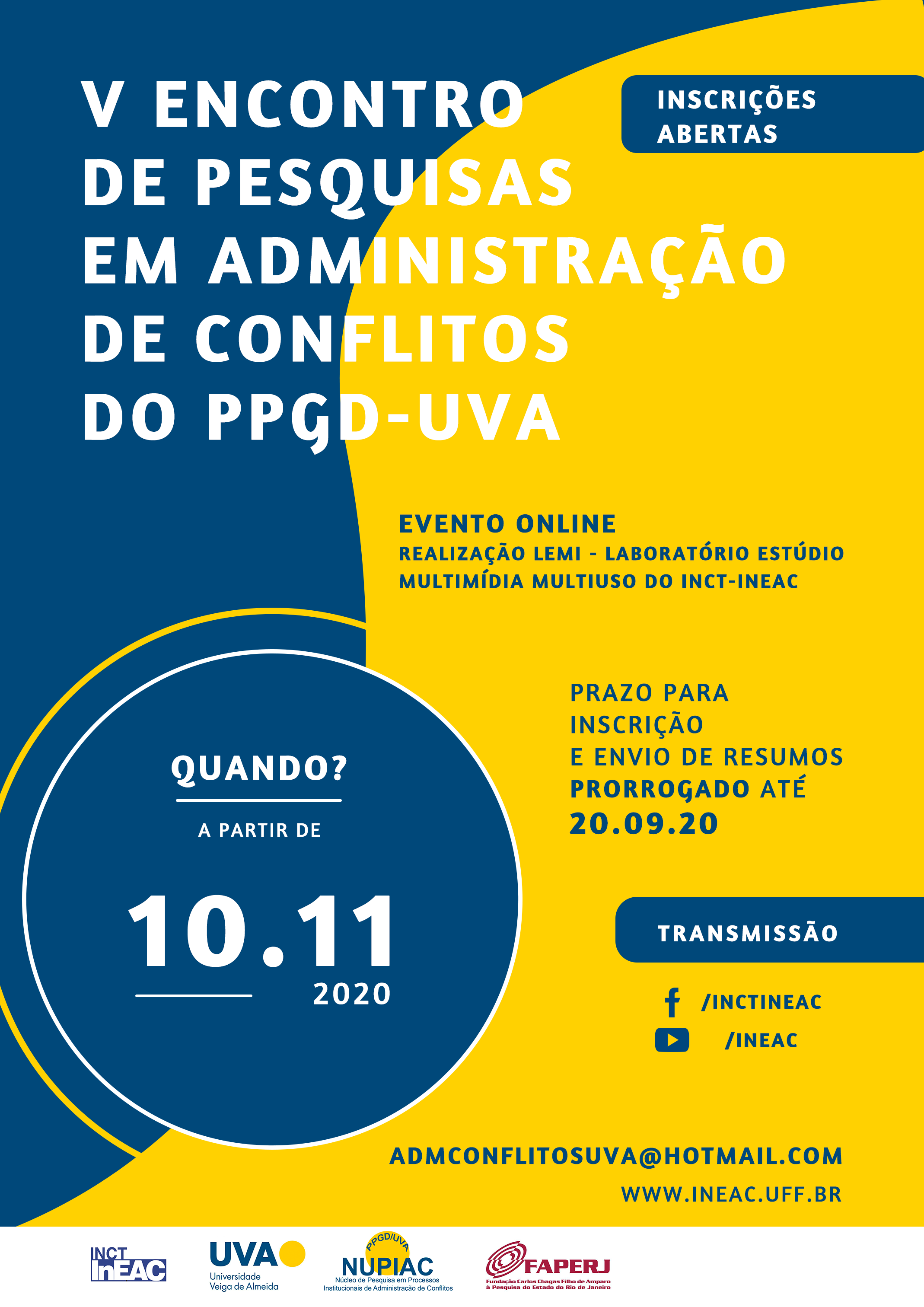 Inscrições PRORROGADAS: V Encontro de Pesquisas em Administração de Conflitos do PPGD/UVA