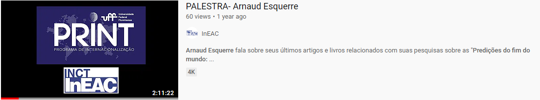 Palestra com Arnaud Esquerre: “Predições do fim do mundo: por uma antropologia dos extraterrestres”