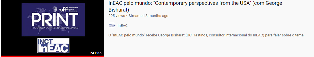 InEAC pelo mundo: “Contemporary perspectives from the USA” (com George Bisharat)