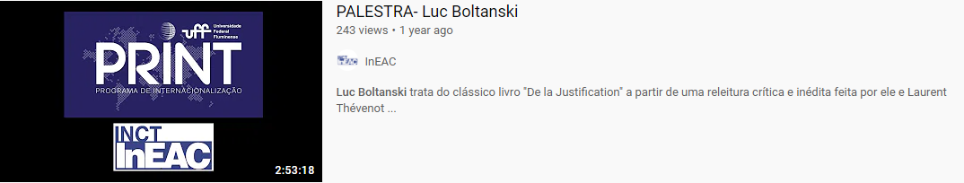 Palestra com Luc Boltanski