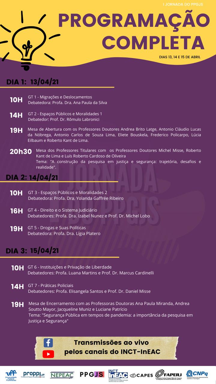 Programação Completa: I Jornada do Programa de Pós-Graduação em Justiça e Segurança