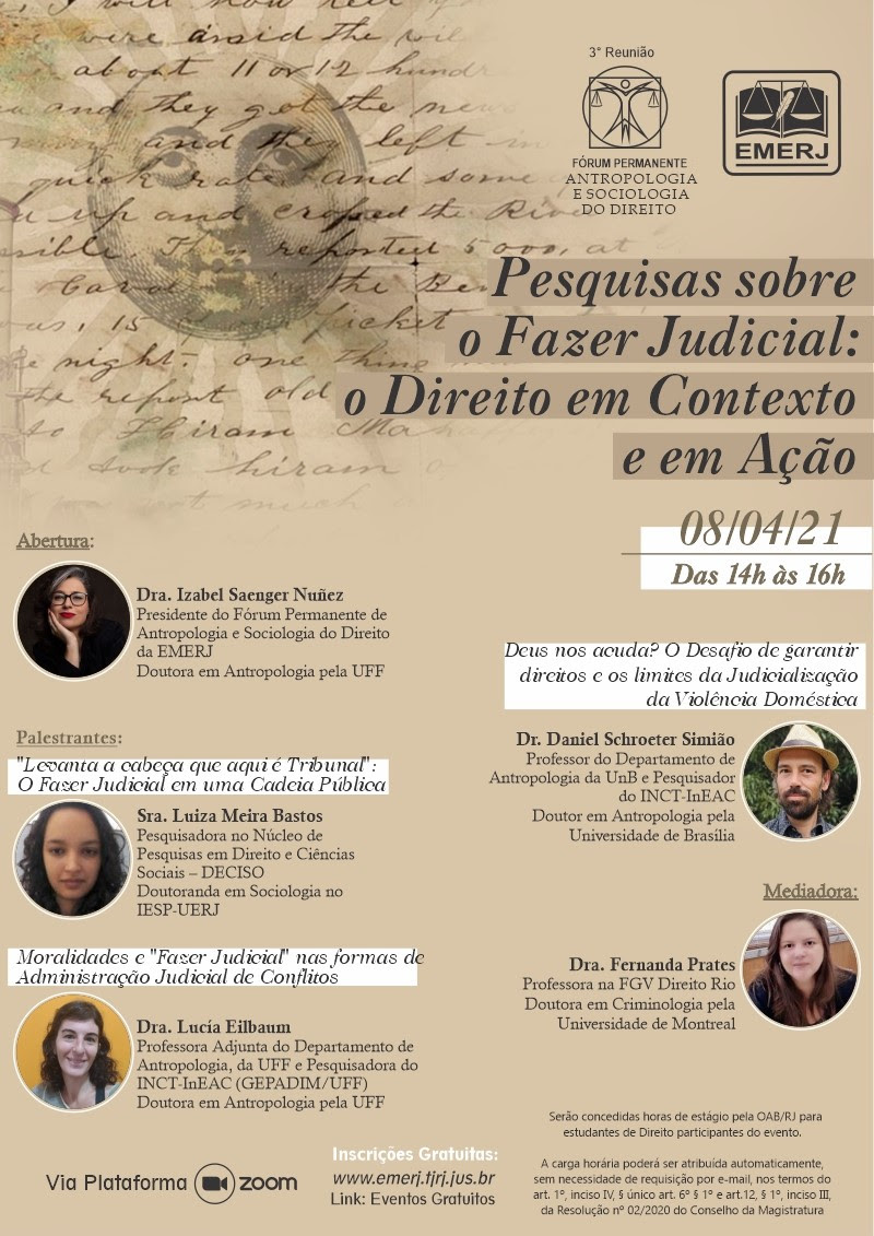 Webinar “Pesquisas sobre o Fazer Judicial: o Direito em Contexto e Ação”