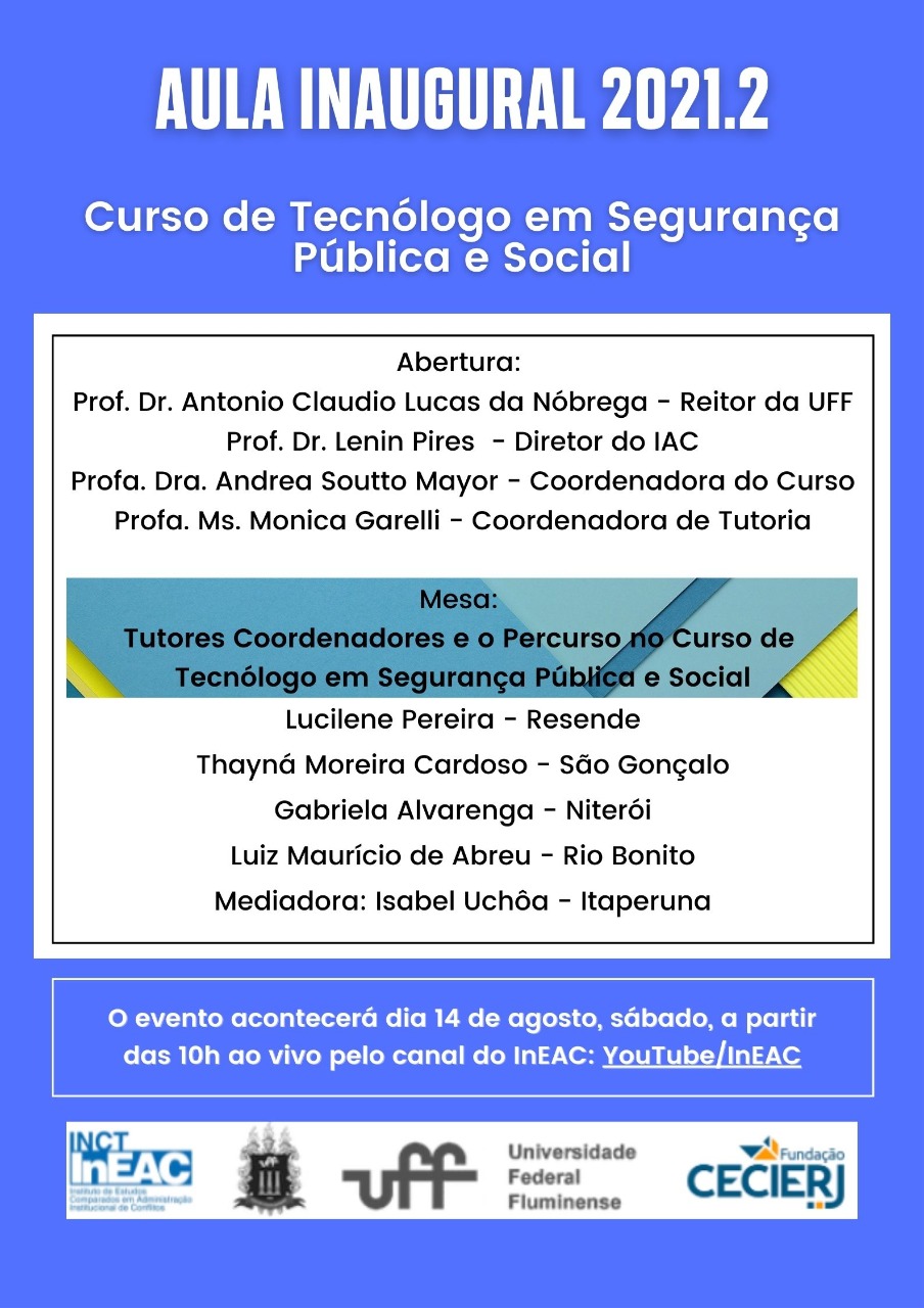 Aula Inaugural 2021.2: Curso de Tecnólogo em Segurança Pública e Social