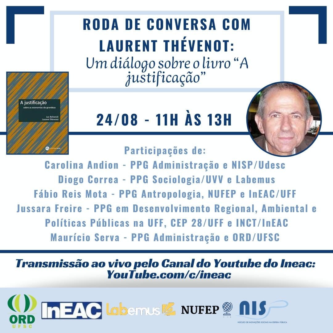Roda de conversa com Laurent Thévenot sobre o livro “A justificação: sobre as economias da grandeza”
