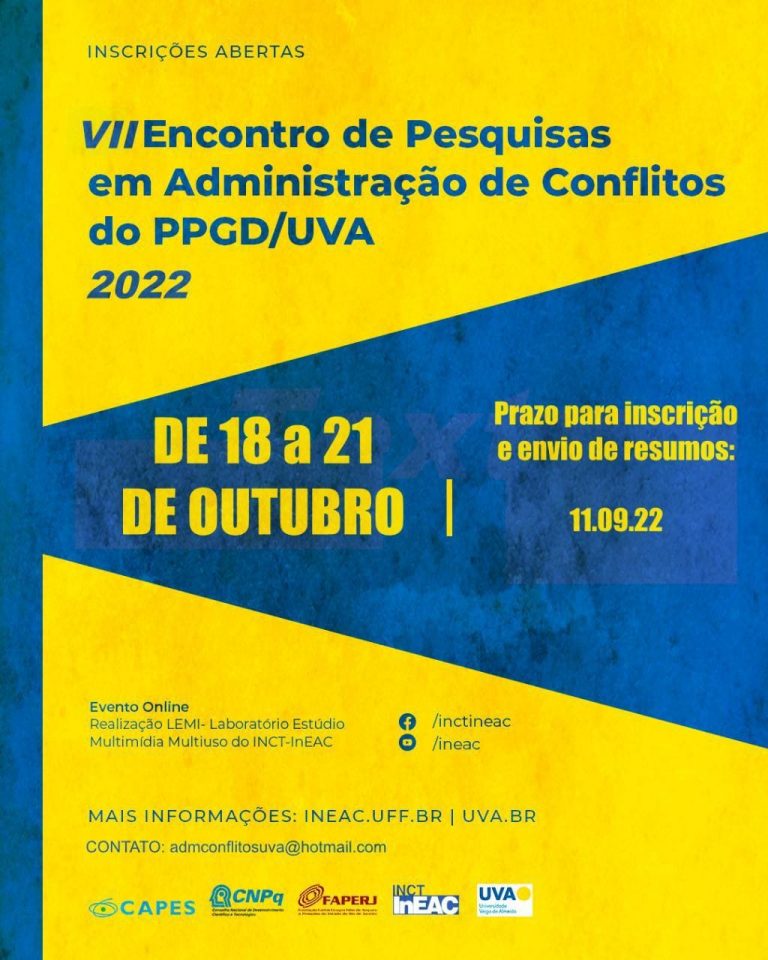 VII ENCONTRO DE PESQUISAS EM ADMINISTRAÇÃO DE CONFLITOS  DO PROGRAMA DE PÓS-GRADUAÇÃO EM DIREITO  DA UVA (Programação e links)