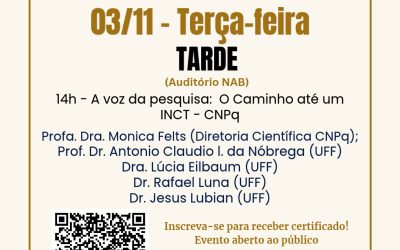 Coordenadora do INCT-InEAC participará de debate sobre trajetória de construção de INCTs na 4ª Semana de Ciência, Tecnologia e Inovação da UFF